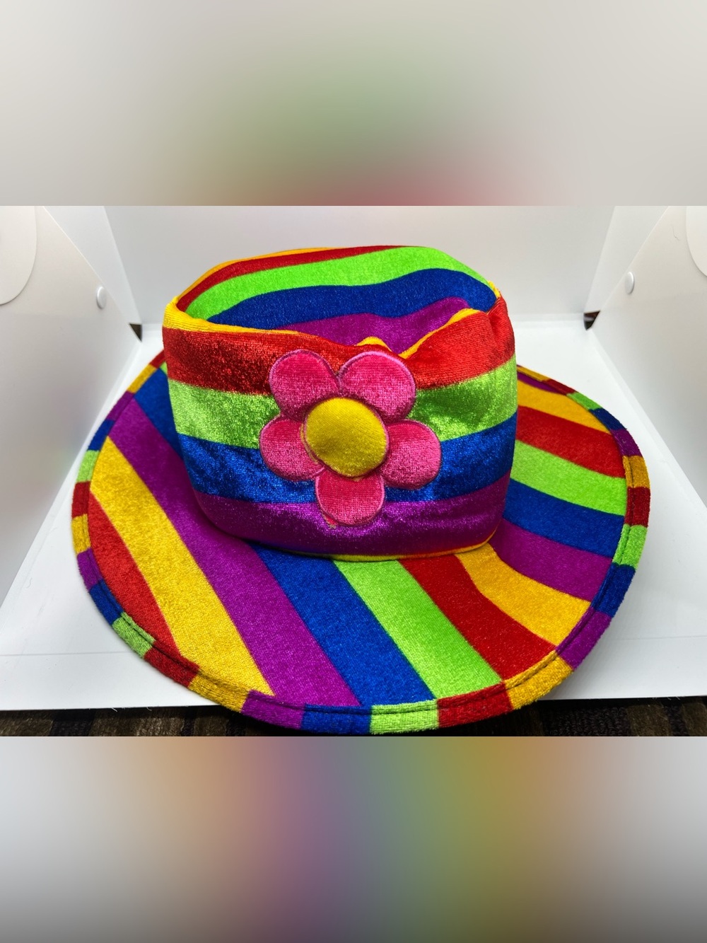 Hat Flower Striped Party Hat Bright Colors - Clown Hat - Party- Halloween